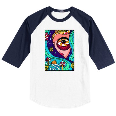 Abstract Sky Girl Baseball Sleeve Shirt