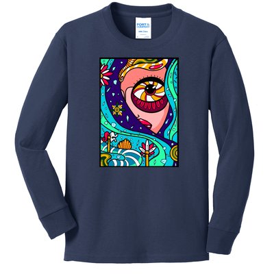 Abstract Sky Girl Kids Long Sleeve Shirt