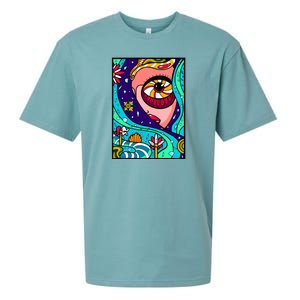 Abstract Sky Girl Sueded Cloud Jersey T-Shirt