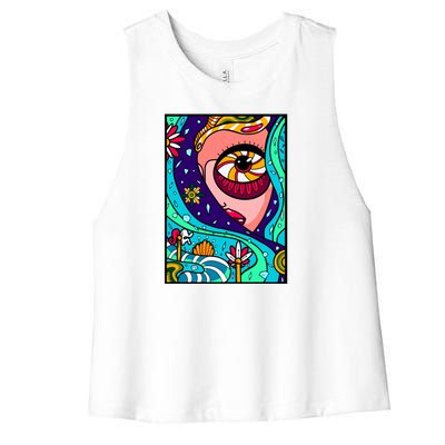 Abstract Sky Girl Women's Racerback Cropped Tank