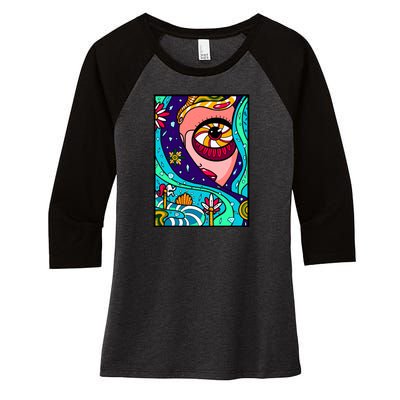 Abstract Sky Girl Women's Tri-Blend 3/4-Sleeve Raglan Shirt