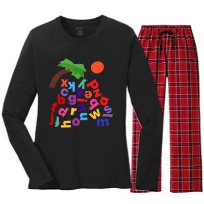 Alphabet Boom Tree Women's Long Sleeve Flannel Pajama Set 