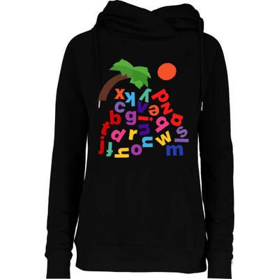 Alphabet Boom Tree Womens Funnel Neck Pullover Hood