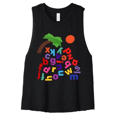 Alphabet Boom Tree Women's Racerback Cropped Tank