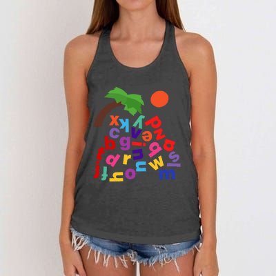 Alphabet Boom Tree Women's Knotted Racerback Tank