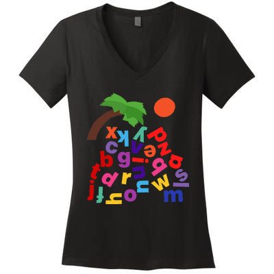 Alphabet Boom Tree Women's V-Neck T-Shirt