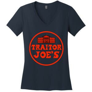 Anti Biden Traitor Joe's Shirt 2024 Trump Support 2024 Biden Traitor Joe Meme Women's V-Neck T-Shirt