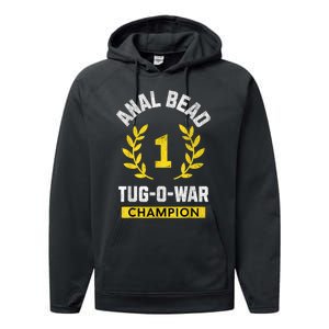 Anal Bead Tugowar Champion Funny Sarcastic Quote Design Performance Fleece Hoodie