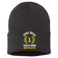 Anal Bead Tugowar Champion Funny Sarcastic Quote Design Sustainable Knit Beanie