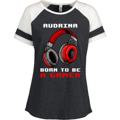 Audrina Born To Be A Gamer Personalized Gift Enza Ladies Jersey Colorblock Tee