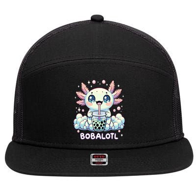 Axolotl Bubble Tea Anime Kawaii Cute Axolotl  7 Panel Mesh Trucker Snapback Hat