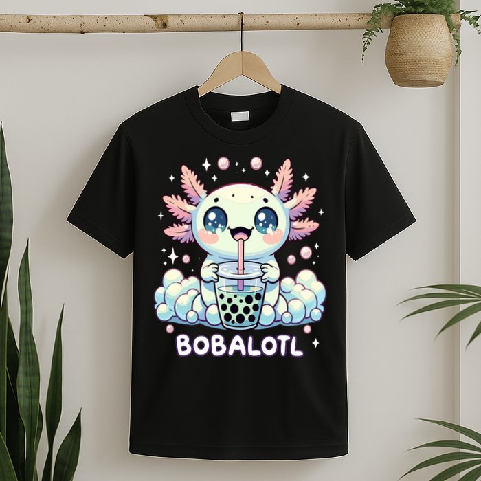 Axolotl Bubble Tea Anime Kawaii Cute Axolotl  T-Shirt