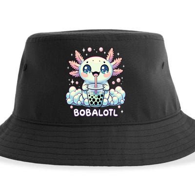 Axolotl Bubble Tea Anime Kawaii Cute Axolotl  Sustainable Bucket Hat