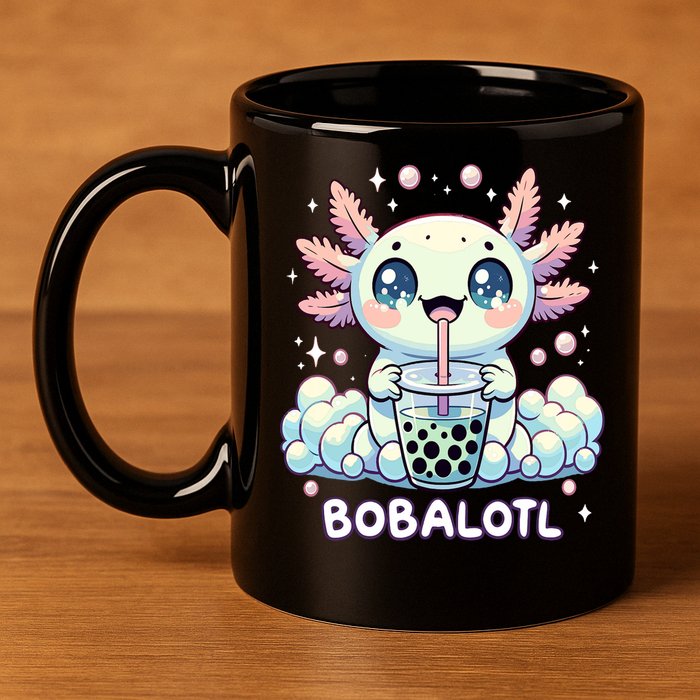 Axolotl Bubble Tea Anime Kawaii Cute Axolotl  11oz C Handle Ceramic Mug