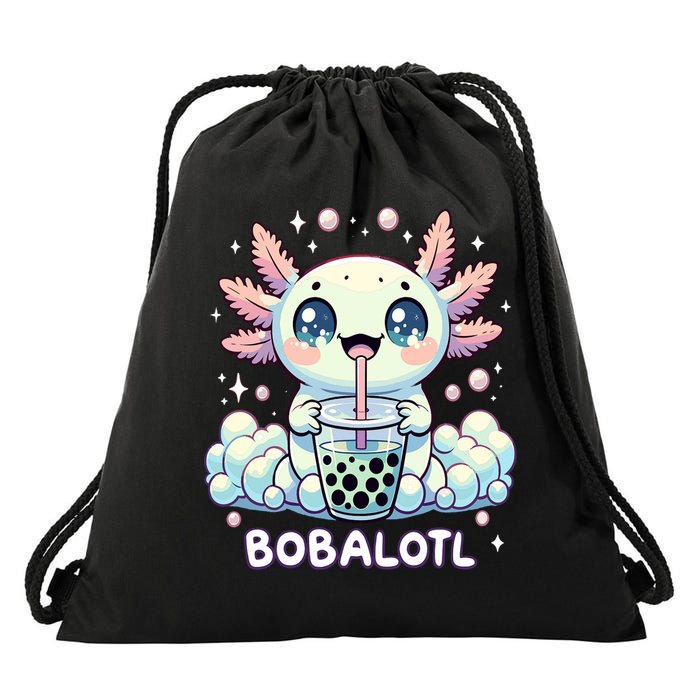 Axolotl Bubble Tea Anime Kawaii Cute Axolotl  Drawstring Bag