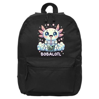Axolotl Bubble Tea Anime Kawaii Cute Axolotl  16 in Basic Backpack