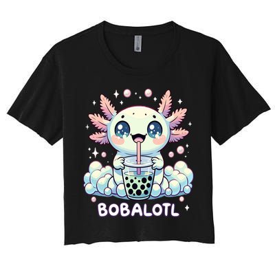 Axolotl Bubble Tea Anime Kawaii Cute Axolotl  Women's Crop Top Tee