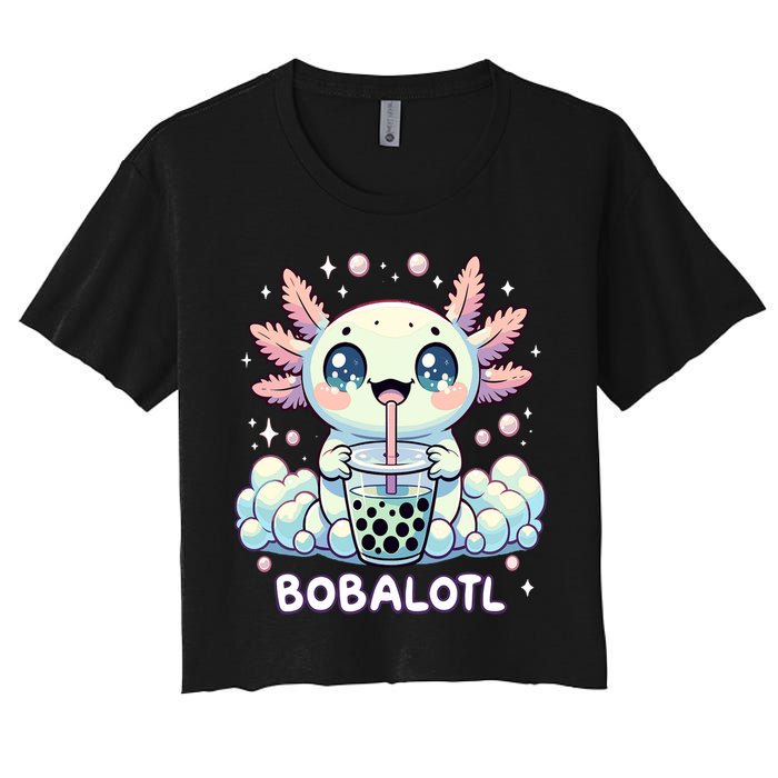 Axolotl Bubble Tea Anime Kawaii Cute Axolotl  Women's Crop Top Tee