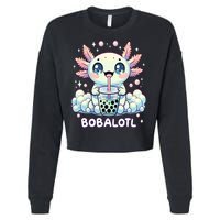 Axolotl Bubble Tea Anime Kawaii Cute Axolotl  Cropped Pullover Crew