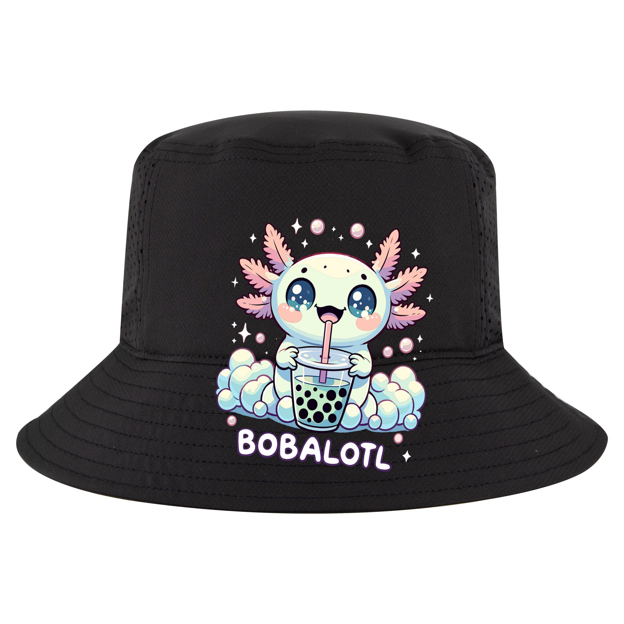 Axolotl Bubble Tea Anime Kawaii Cute Axolotl  Cropped Pullover Crew