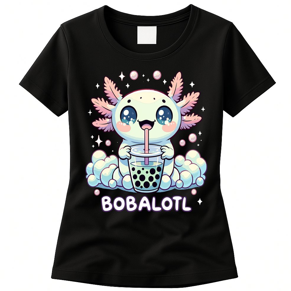 Axolotl Bubble Tea Anime Kawaii Cute Axolotl  Womens T-Shirt