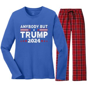 Anybody But Trump 2024 Women's Long Sleeve Flannel Pajama Set 