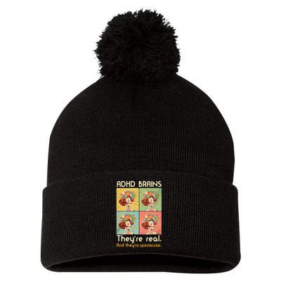 Adhd Brains Theyre Real And Theyre Spectacular Neurodiversity Pom Pom 12in Knit Beanie