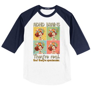 Adhd Brains Theyre Real And Theyre Spectacular Neurodiversity Baseball Sleeve Shirt