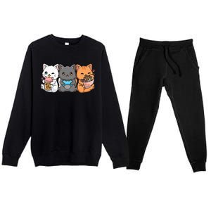 Anime Boba Tea Bubble Tea Gaming Gamer Ramen Cat Premium Crewneck Sweatsuit Set