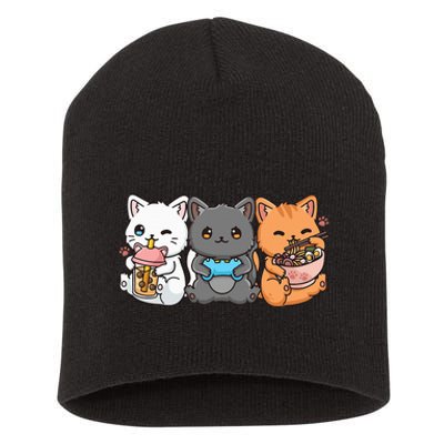 Anime Boba Tea Bubble Tea Gaming Gamer Ramen Cat Short Acrylic Beanie