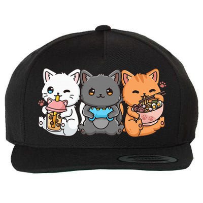 Anime Boba Tea Bubble Tea Gaming Gamer Ramen Cat Wool Snapback Cap