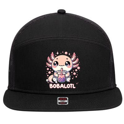 Axolotl Boba Tea Kawaii Anime Cute 7 Panel Mesh Trucker Snapback Hat
