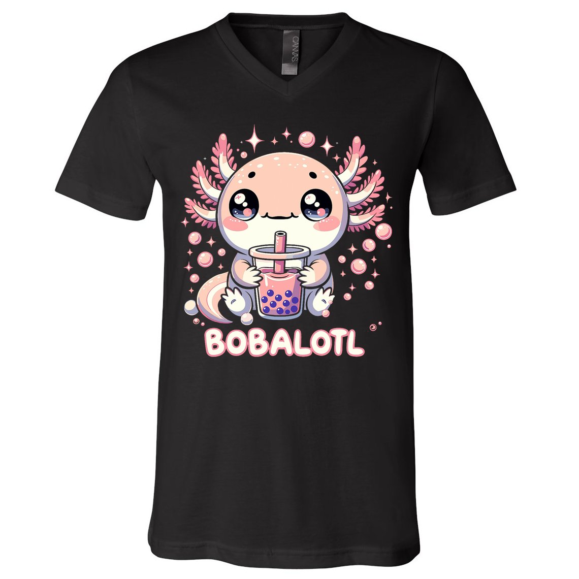 Axolotl Boba Tea Kawaii Anime Cute V-Neck T-Shirt