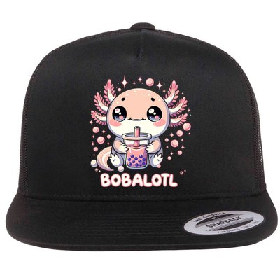Axolotl Boba Tea Kawaii Anime Cute Flat Bill Trucker Hat