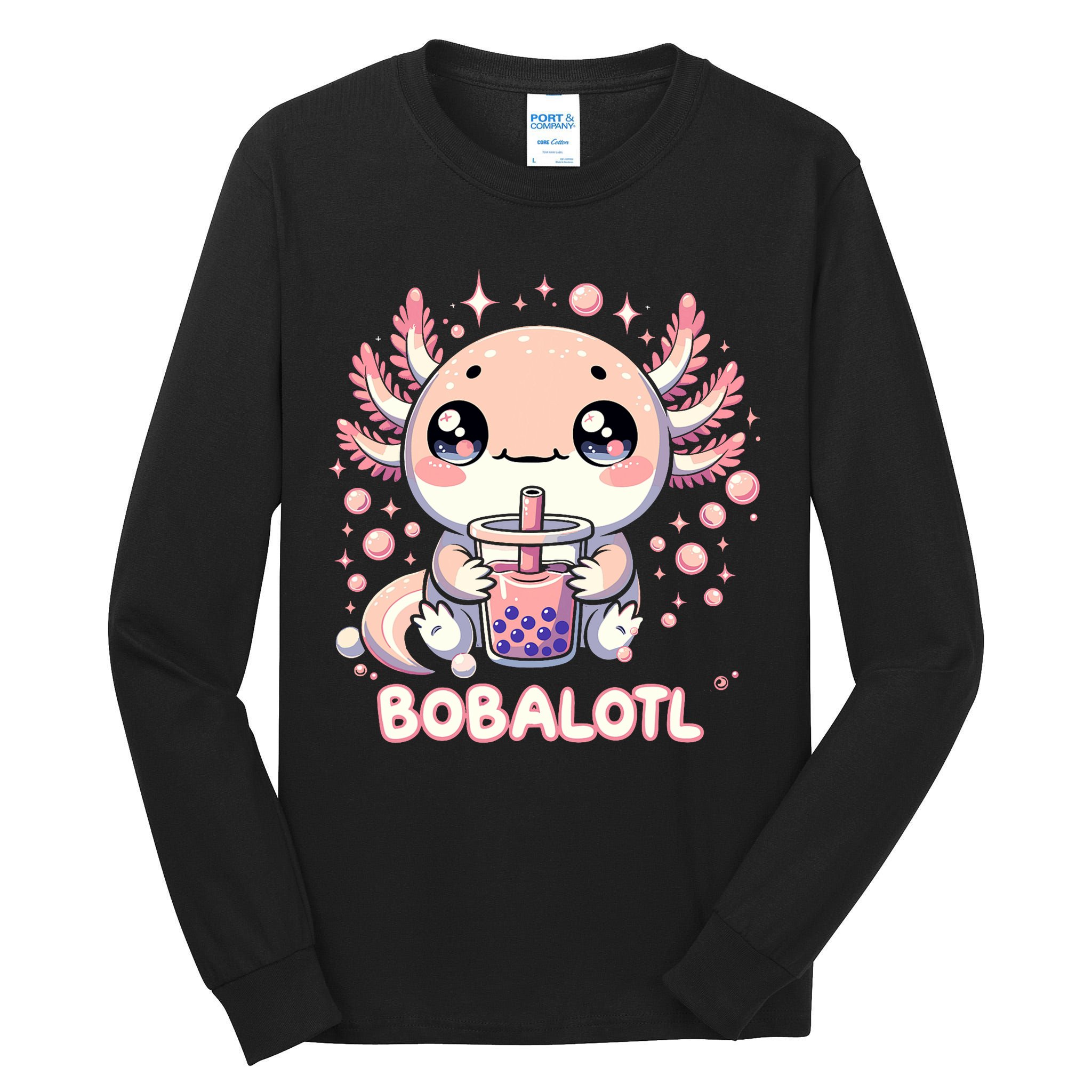 Axolotl Boba Tea Kawaii Anime Cute Tall Long Sleeve T-Shirt