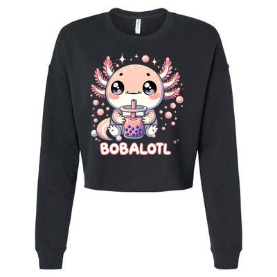Axolotl Boba Tea Kawaii Anime Cute Cropped Pullover Crew