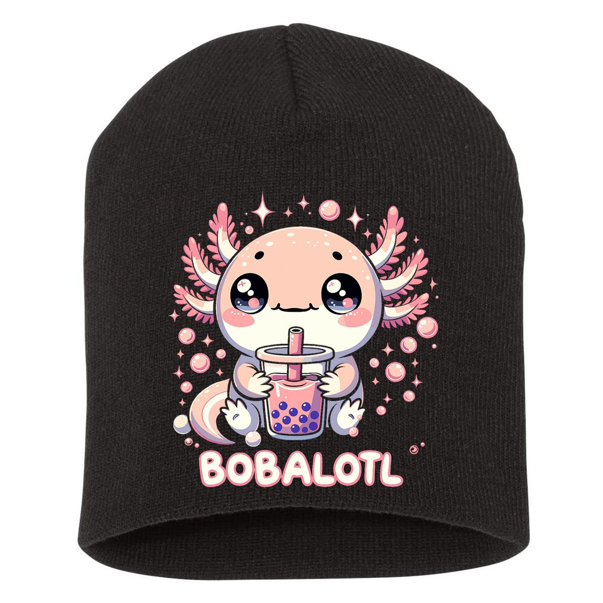 Axolotl Boba Tea Kawaii Anime Cute Short Acrylic Beanie