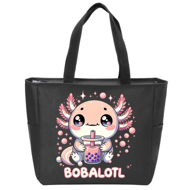 Axolotl Boba Tea Kawaii Anime Cute Zip Tote Bag