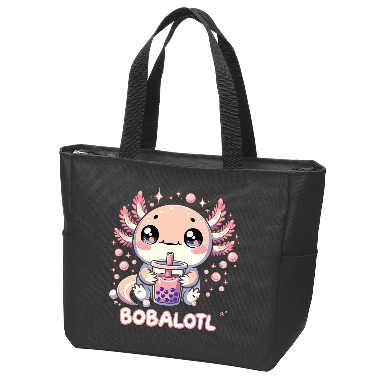 Axolotl Boba Tea Kawaii Anime Cute Zip Tote Bag