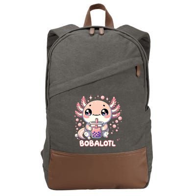 Axolotl Boba Tea Kawaii Anime Cute Cotton Canvas Backpack