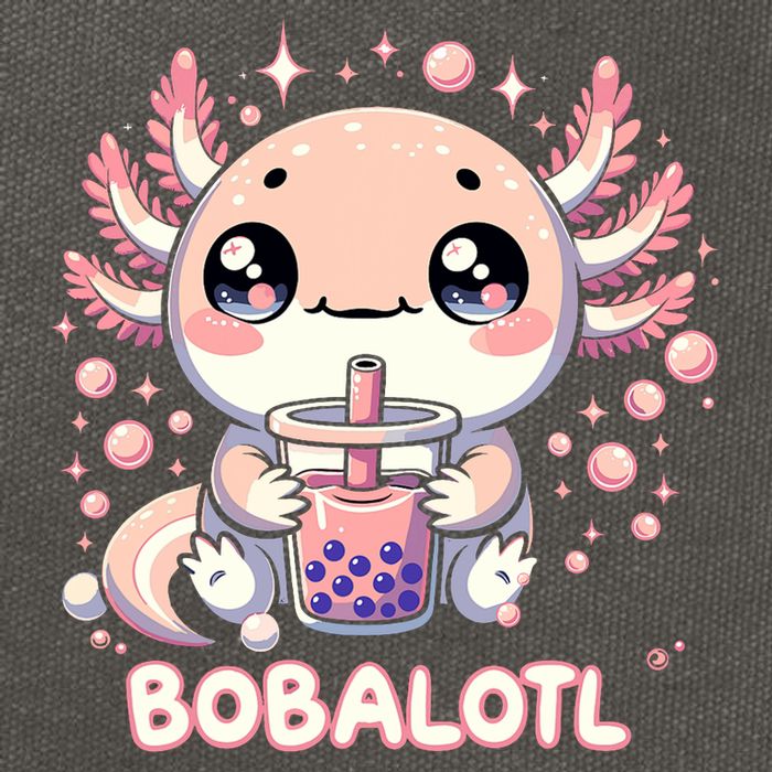 Axolotl Boba Tea Kawaii Anime Cute Cotton Canvas Backpack
