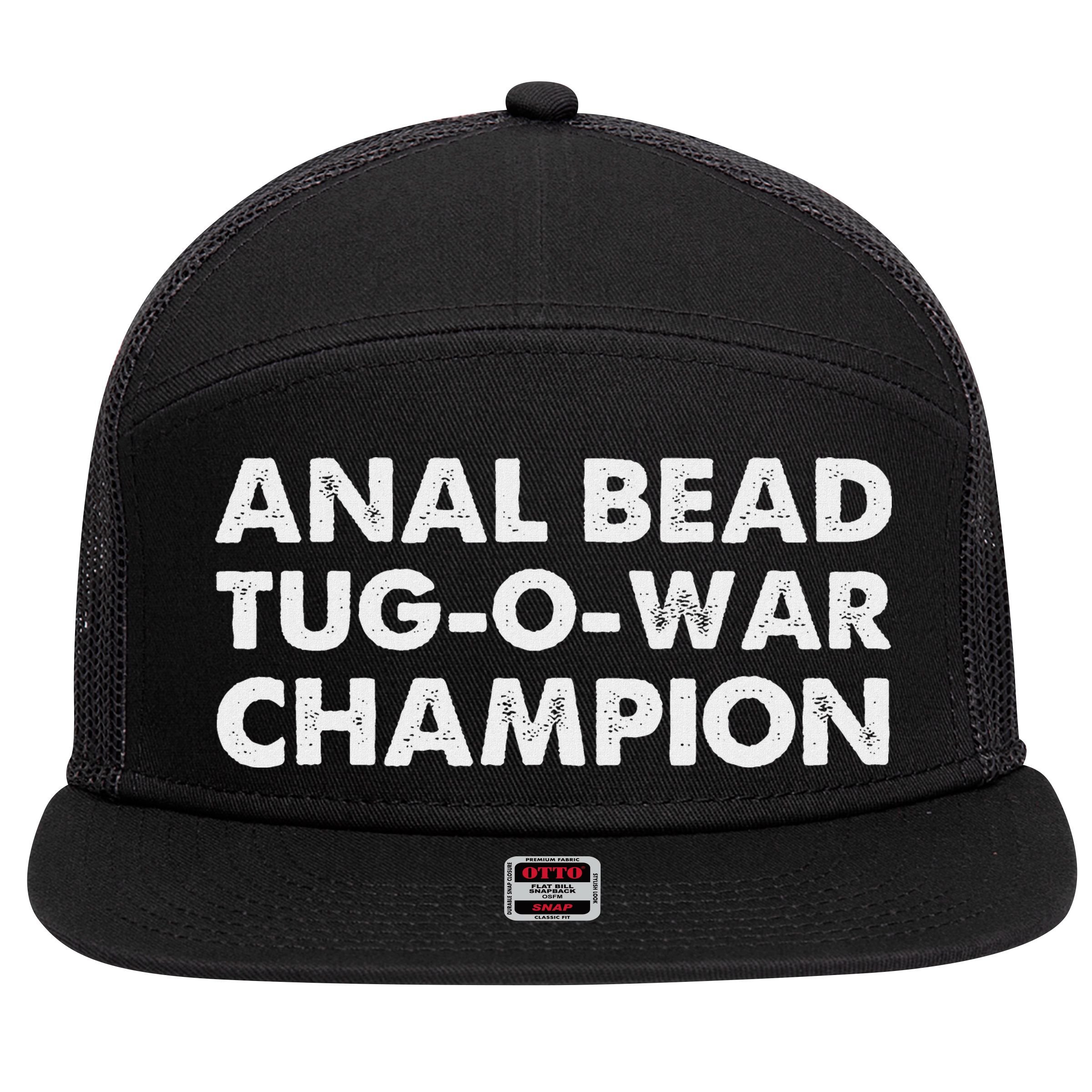 Anal Bead Tug O War Champion 7 Panel Mesh Trucker Snapback Hat