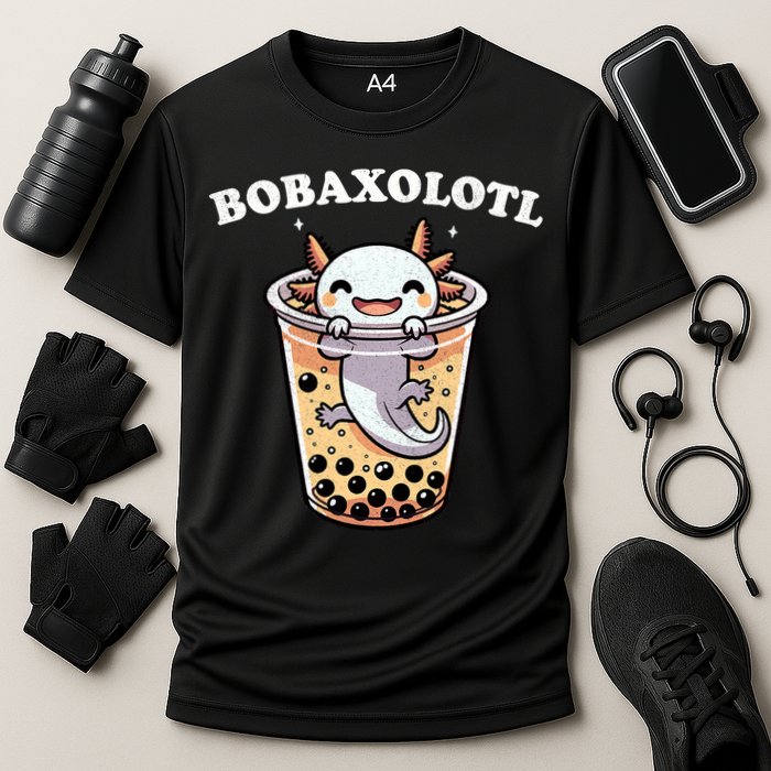Axolotl Boba Tea Bubble Tea Milk Tea Anime Axolotl Funny Cooling Performance Crew T-Shirt