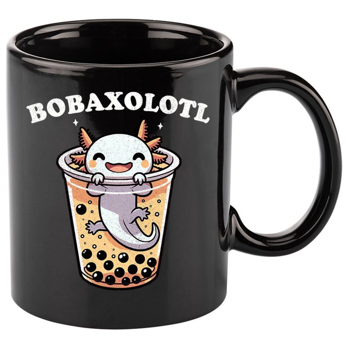 Axolotl Boba Tea Bubble Tea Milk Tea Anime Axolotl Funny 11oz C Handle Ceramic Mug