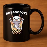 Axolotl Boba Tea Bubble Tea Milk Tea Anime Axolotl Funny 11oz C Handle Ceramic Mug