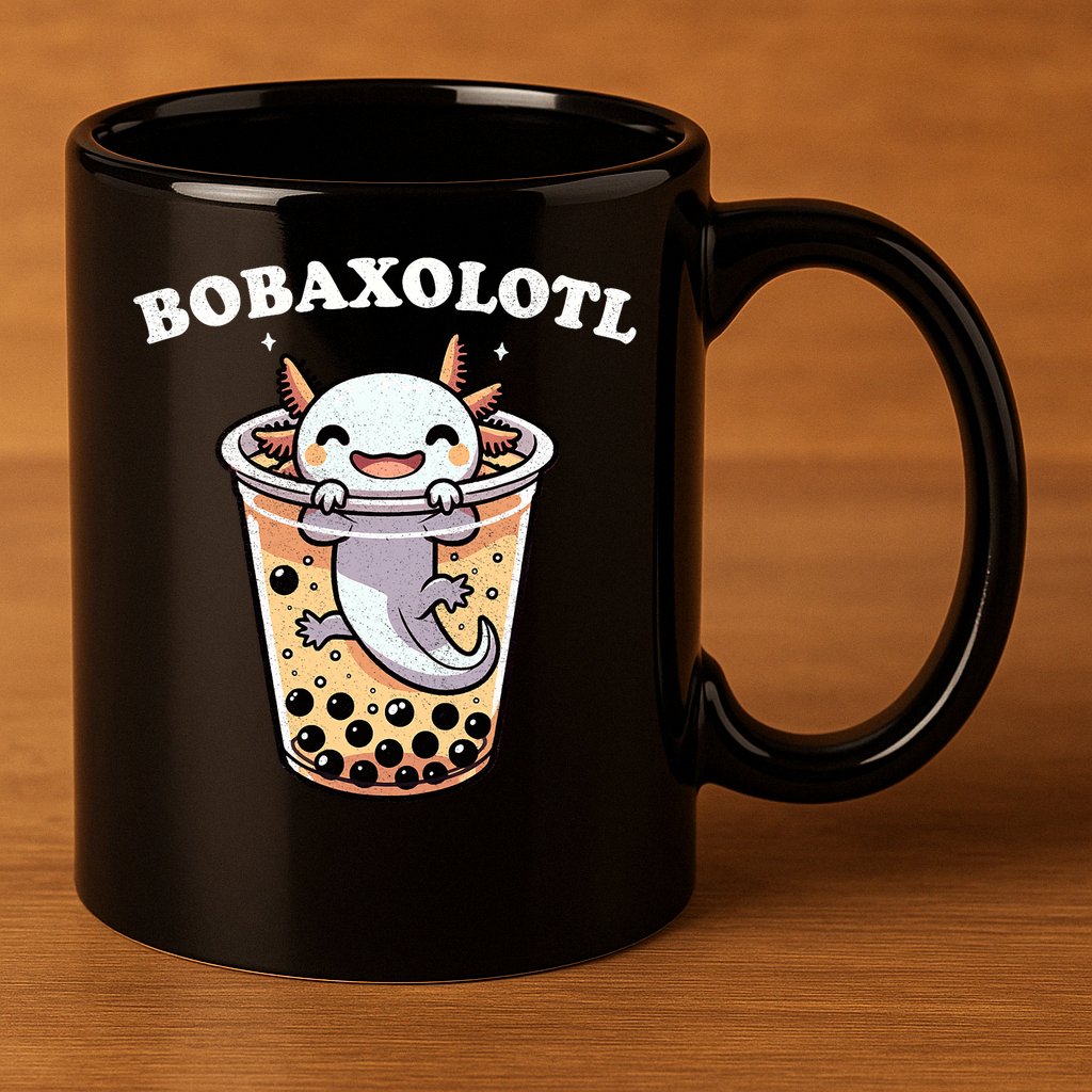 Axolotl Boba Tea Bubble Tea Milk Tea Anime Axolotl Funny 11oz C Handle Ceramic Mug