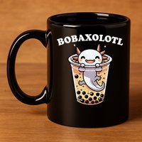 Axolotl Boba Tea Bubble Tea Milk Tea Anime Axolotl Funny 11oz C Handle Ceramic Mug