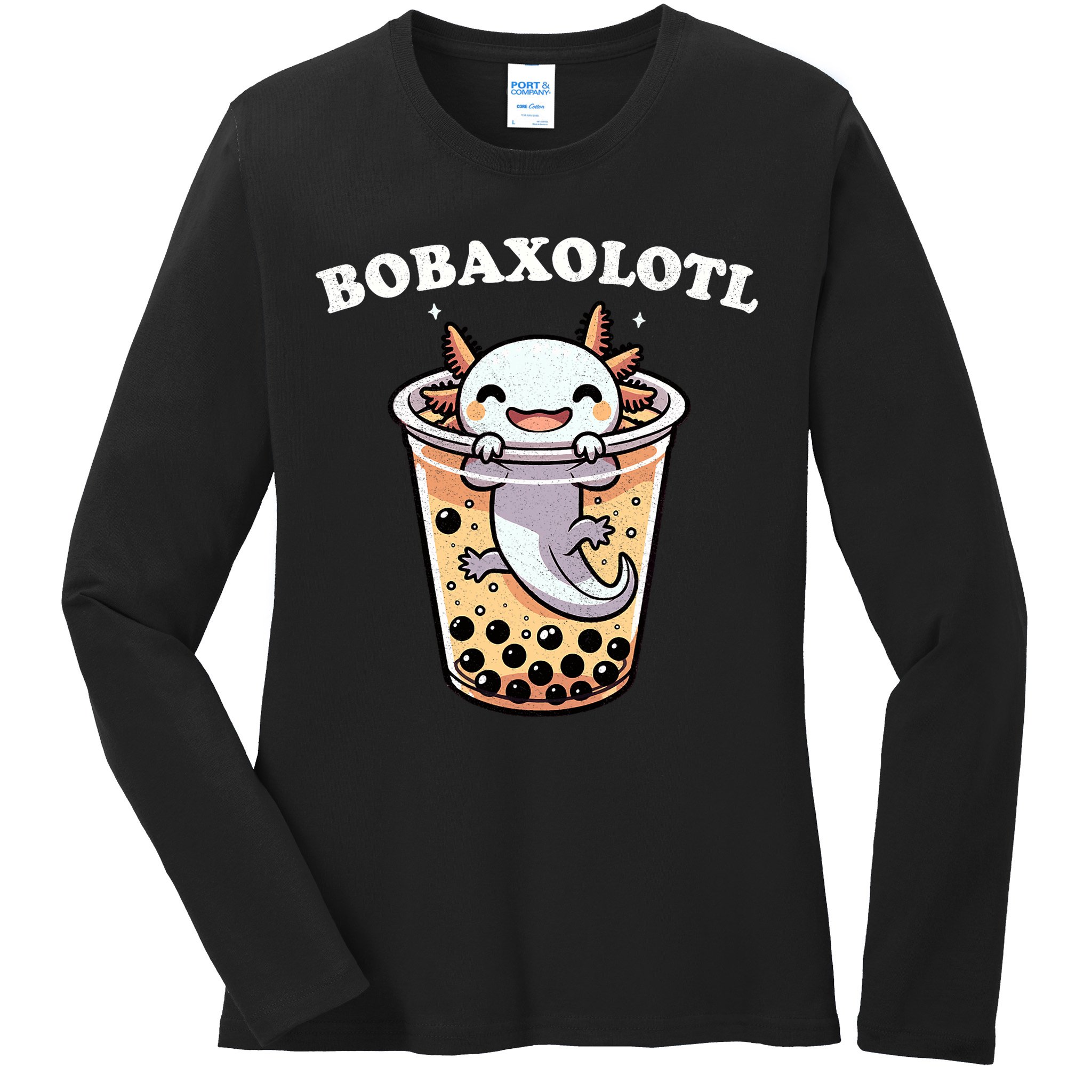 Axolotl Boba Tea Bubble Tea Milk Tea Anime Axolotl Funny Ladies Long Sleeve Shirt