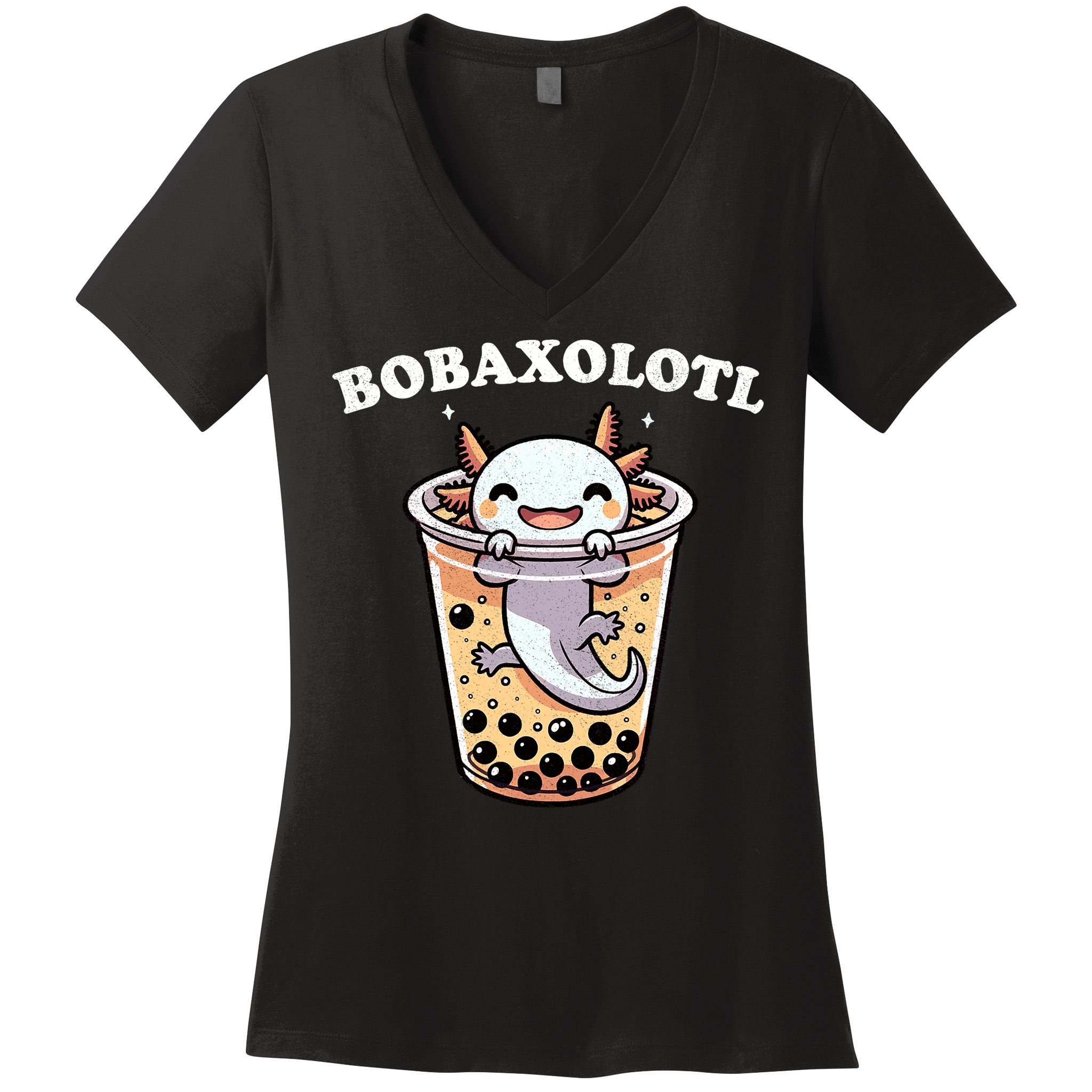 Axolotl Boba Tea Bubble Tea Milk Tea Anime Axolotl Funny Women's V-Neck T-Shirt