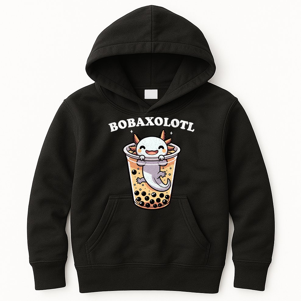 Axolotl Boba Tea Bubble Tea Milk Tea Anime Axolotl Funny Kids Hoodie